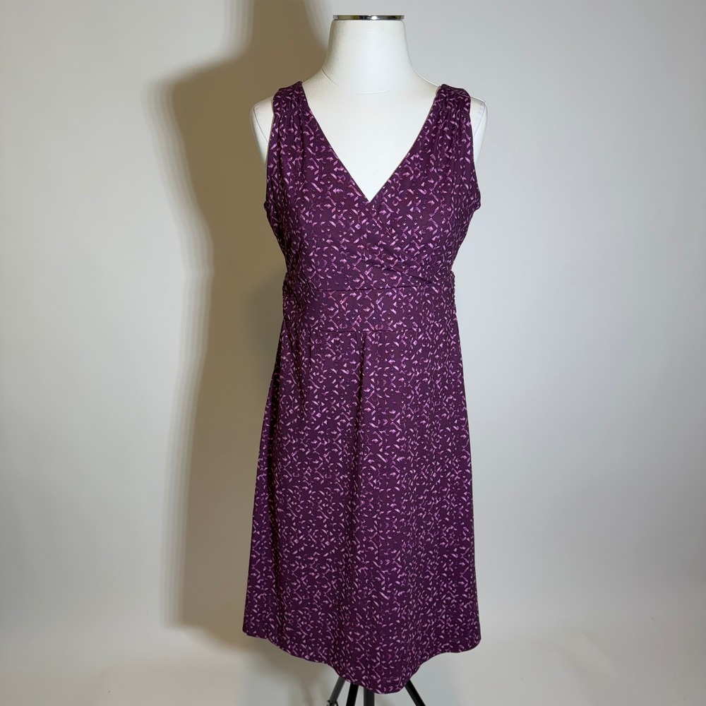 Eddie Bauer Travex Purple Aztec Geo Faux Wrap Athletic Dress Stretch Size Medium